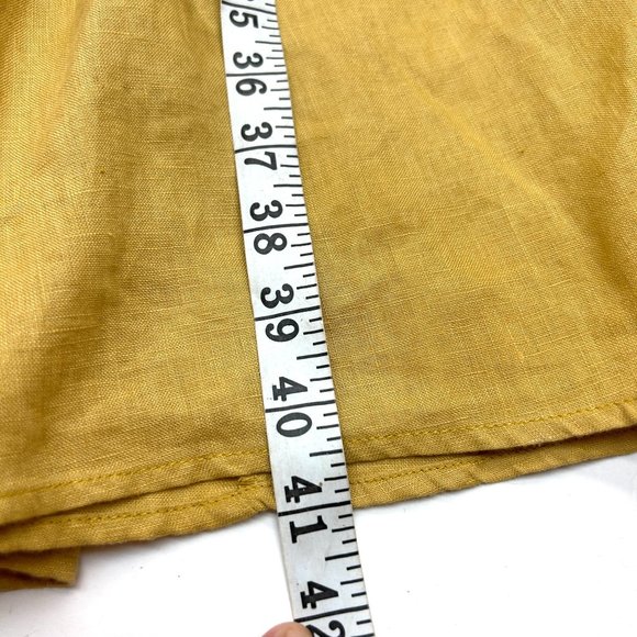 For Cynthia Linen Beaded Sequins Floral Sun Dress S Mustard Yellow Embroidered - Picture 4 of 7